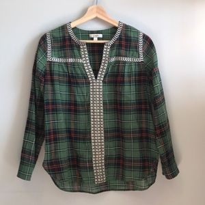 JCrew green plaid blouse